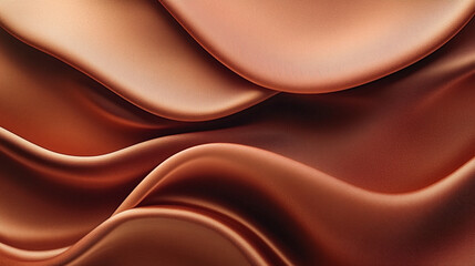 Elegant copper satin fabric draped smoothly soft texture luxurious waves abstract.