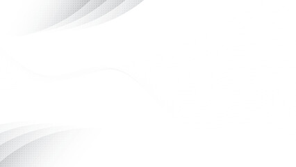 Fototapeta premium Abstract white and gray gradient background with curve lines and dot pattern, halftone effect. Vector illustration.