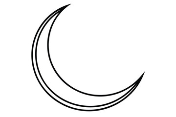 Crescent moon line art vector icon isolated on white background