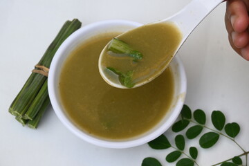 Moringa oleifera or drumstick pods soup. Moringa oleifera other names moringa, horseradish, and ben oil tree and benzolive. Healthy and tasty soup. Healthy drinks. 