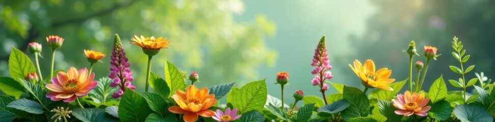 Delicate floral arrangement with slender stems and lush greenery, foliage, greenery