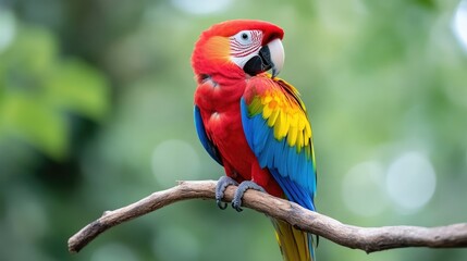 Fototapeta premium Vibrant parrot perched on a branch (1)