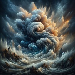 Obraz premium Turmoil and Turbulence A chaotic swirling maelstrom of raindrops