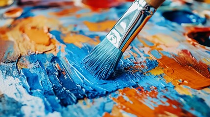 Obraz premium Artistic brushstroke texture created with a vivid paint palette close up