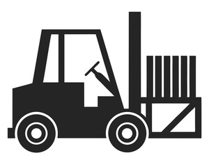 Industrial forklift lifting silhouette vector illustration isolated on white background