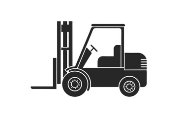 Industrial forklift lifting icon silhouette vector illustration isolated on white background
