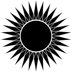 Vector silhouette of the sun with a solid circular body and straight lines extending from it