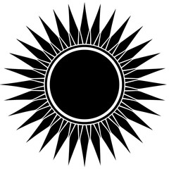 Vector silhouette of the sun with a solid circular body and straight lines extending from it