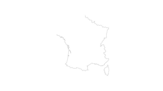France Map Animation with Mountains and Main Rivers