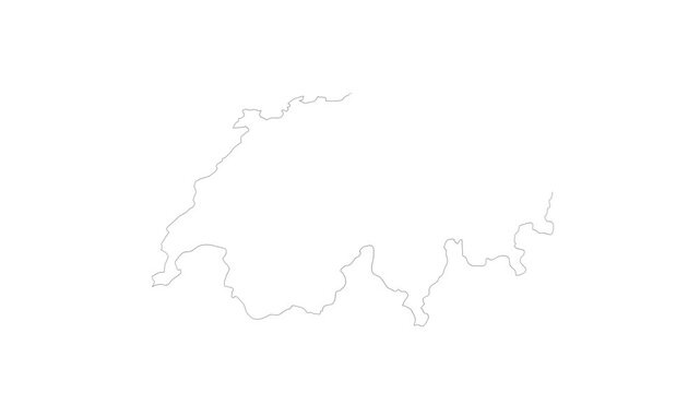 Switzerland Map Animation with Mountains, Lakes and Main Rivers 