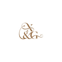 XG letter elegant and luxury concept bold serif initial calligraphy wedding concept monogram