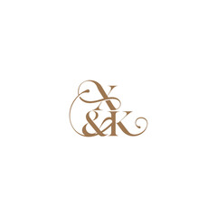 XK letter elegant and luxury concept bold serif initial calligraphy wedding concept monogram