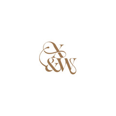 XW letter elegant and luxury concept bold serif initial calligraphy wedding concept monogram