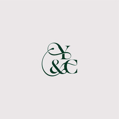 YC letter elegant and luxury concept bold serif initial calligraphy wedding concept monogram