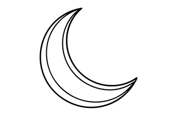 Crescent moon line art vector icon isolated on white background