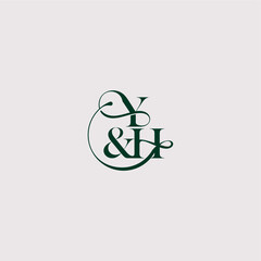 YH letter elegant and luxury concept bold serif initial calligraphy wedding concept monogram