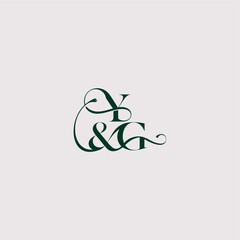 YG letter elegant and luxury concept bold serif initial calligraphy wedding concept monogram