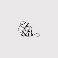 ZB letter elegant and luxury concept bold serif initial calligraphy wedding concept monogram