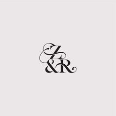 ZR letter elegant and luxury concept bold serif initial calligraphy wedding concept monogram
