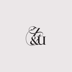ZU letter elegant and luxury concept bold serif initial calligraphy wedding concept monogram