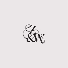 ZW letter elegant and luxury concept bold serif initial calligraphy wedding concept monogram
