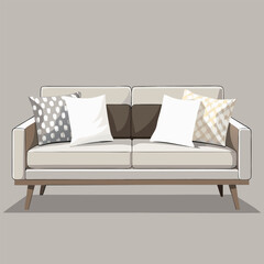 cozy-and-stylish-living-room-with-a-neutral-color vector image on white background