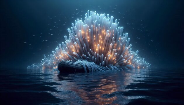 Pyrosome Bloom A large tubular bioluminescent colony of tunicate