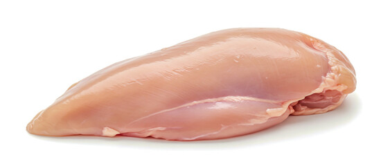 Raw chicken breast with bone on white background