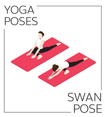 Yoga Swan Pose Isometric Vector Set