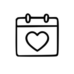 Calendar Icon Hand Drawn Outline Style