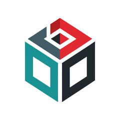 3d cube with red arrow logo design 