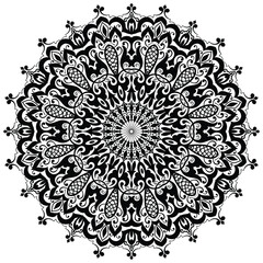 Beautiful mandala design for coloring book. Art on the wall. Decorative pattern in oriental style.  