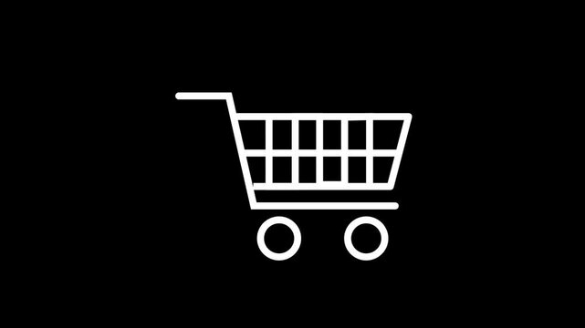 Shopping cart icon. super market trolly line icon animated on colorful background.