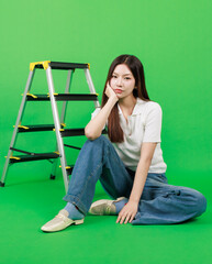 Portrait of asian beautiful young woman long hair, female model smile confident wear white shirt...