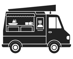 food truck silhouette vector illustration isolated on white background