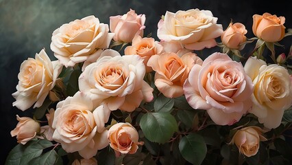 "Watercolor Roses and Leaves: Digital Rendering