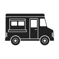 food truck icon silhouette vector illustration isolated on white background