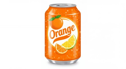 Orange soda can illustration beverage product packaging design