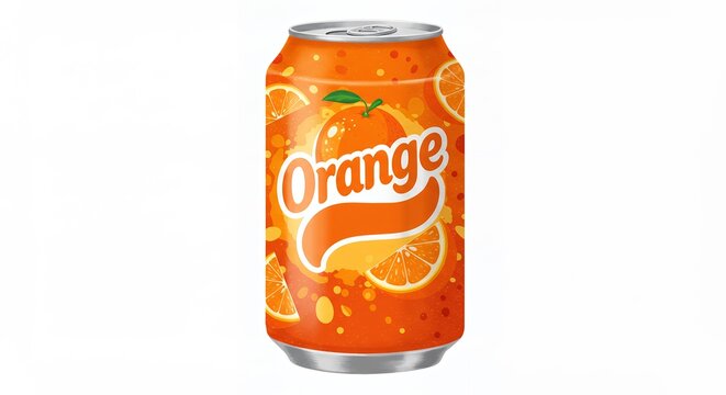 Orange soda can image for advertising