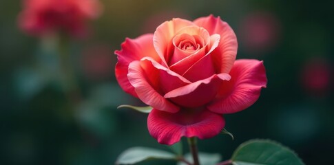Striking multicolored rose, fully open, soft light, beautiful flowers, flower macro