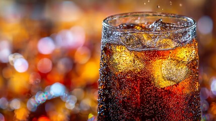 Refreshing soda with ice