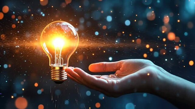 Illuminating Ideas: A Glowing Bulb Held in a Hand, Symbolizing Innovation and Brilliance