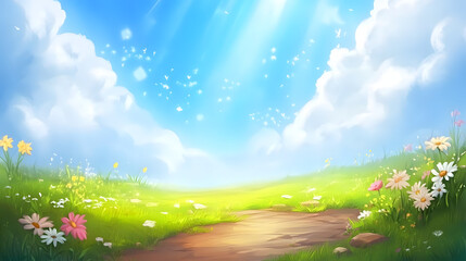 Fototapeta premium Summer landscape serenity blurred background