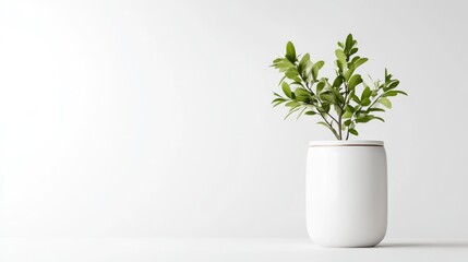 Minimalist potted plant on white background