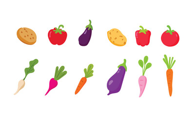 A set of vegetables vector art illustration