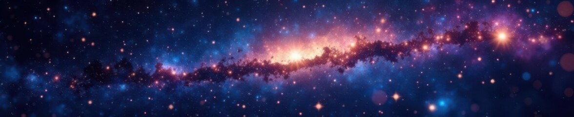 Fototapeta premium Sparkling stars against a dark canvas with swirling galaxies in the background, universe, space