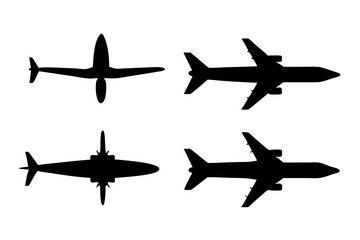 set of creative Airplane silhouette vector illustration isolated on white background