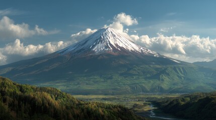 Fototapeta premium A stunning view of Mount Fuji, the iconic mountain in Japan.