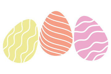 Bright painted isolated Easter Eggs. Set of eggs. Cartoon flat style. Traditional religious Easter symbols. Vector illustration. EPS 10