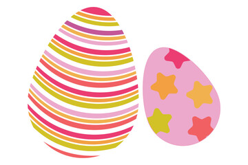 Easter eggs drawing clipart set. Happy easter egg flat clip art collection in colorful and multicolored paint art for traditional hunting celebration. Vector illustration flat oval shape elements.